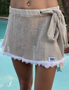 Eco-friendly American made Hemp/organic cotton blend  fishnet cover up skirt